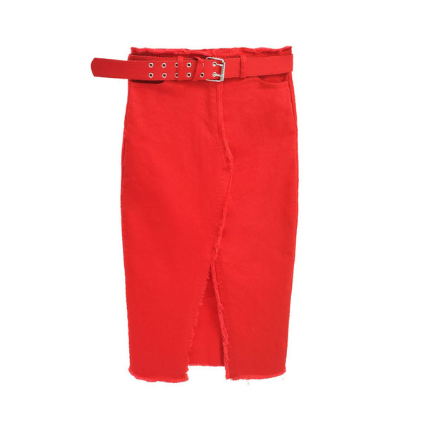 Fusta elegantă de damă în roșu, negru, verde și maro