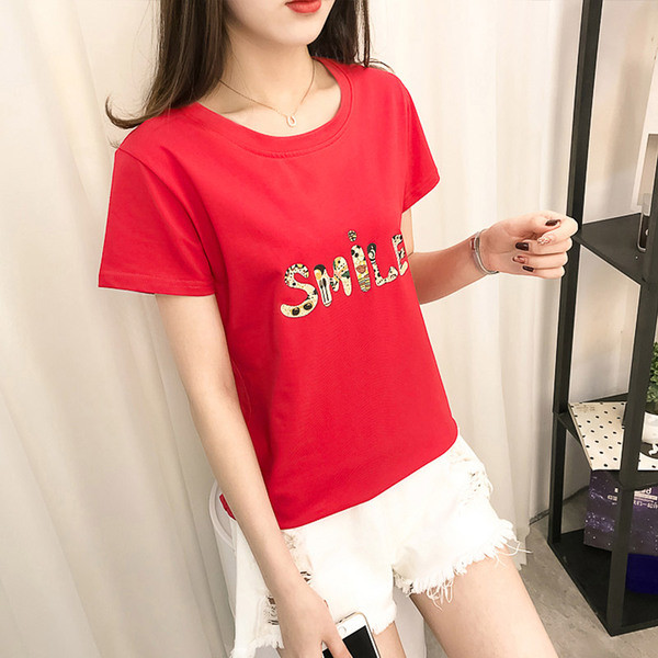 Tricou de damă modern cu inscripție în trei culori