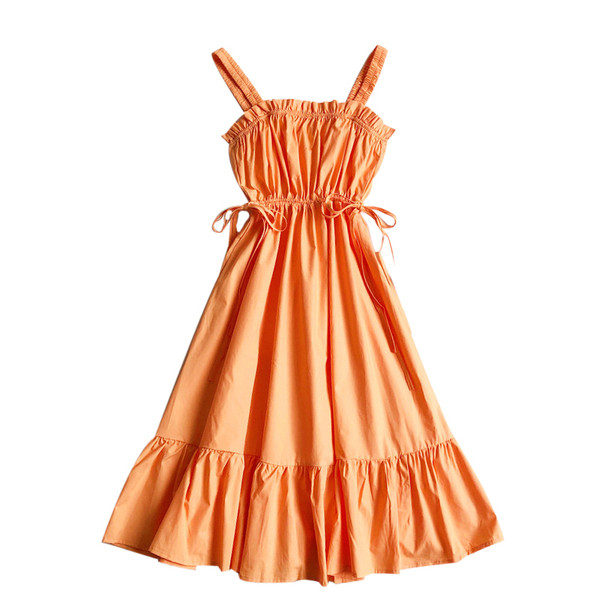 Rochie moderna de dama cu bretele subtiri si cravate in mai multe culori