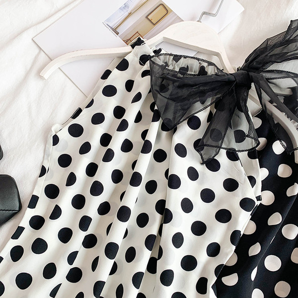 Maieu de damă cu puncte și element panglică 3D