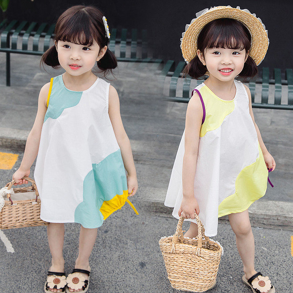 Rochie casual pentru copii in doua culori cu decolteu O