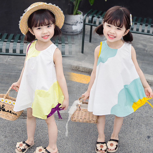Rochie casual pentru copii in doua culori cu decolteu O