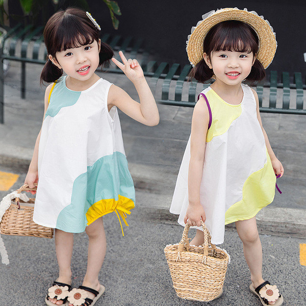 Rochie casual pentru copii in doua culori cu decolteu O