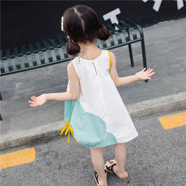 Rochie casual pentru copii in doua culori cu decolteu O