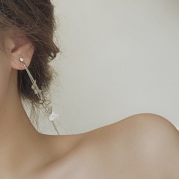 Cercei moderni de dama de culoare auriu si argintiu