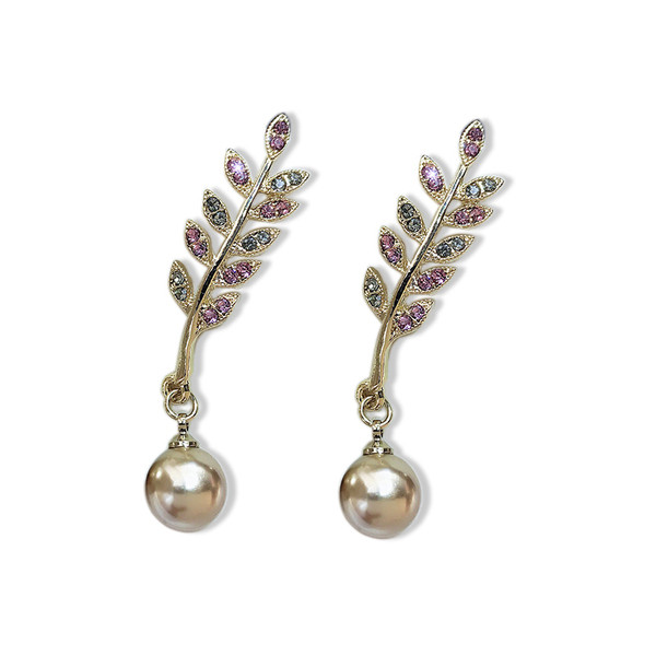 Cercei moderni de dama in doua culori cu pietre