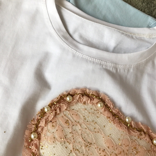 Tricou casual dama decorat cu perle in trei culori