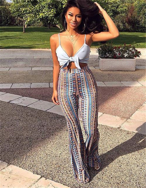 Pantaloni eleganti de dama cu imprimeu color si talie inalta