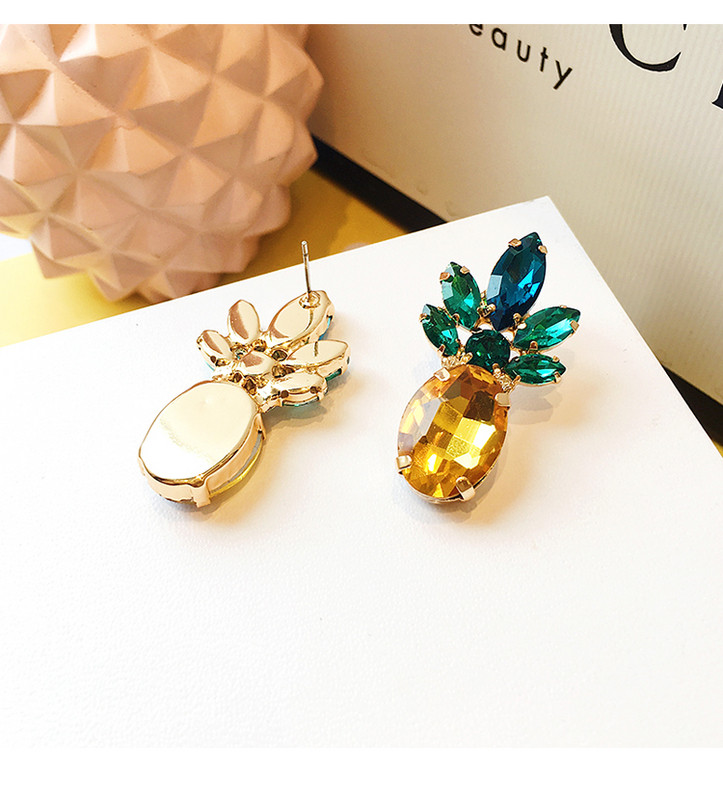 Cercei casual dama cu pietre colorate in forma de ananas