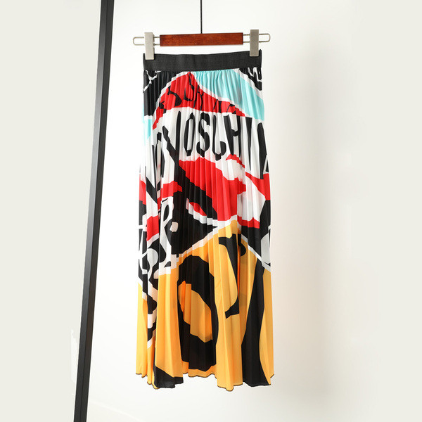 Fusta de dama eleganta cu talie elastica inalta si aplicatie colorata