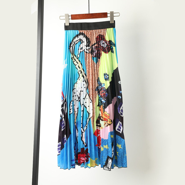 Fusta de dama eleganta cu talie elastica inalta si aplicatie colorata