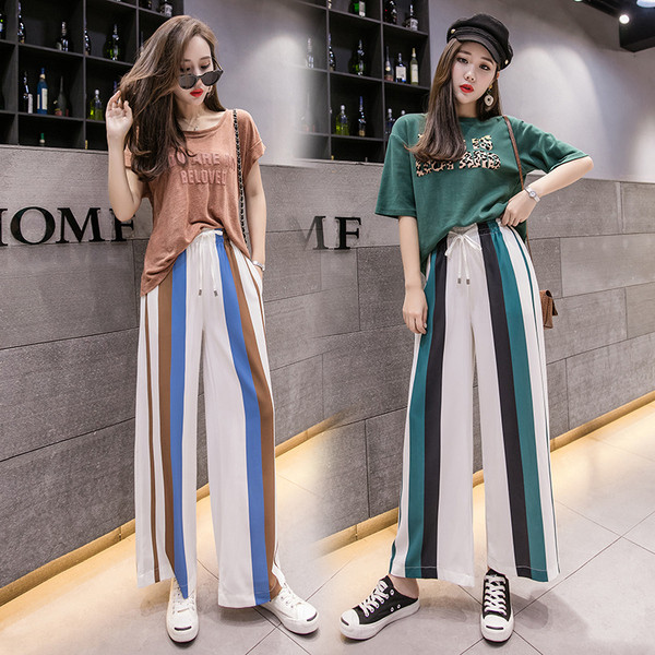 Pantaloni casual dama cu talie inalta si cravate in doua culori