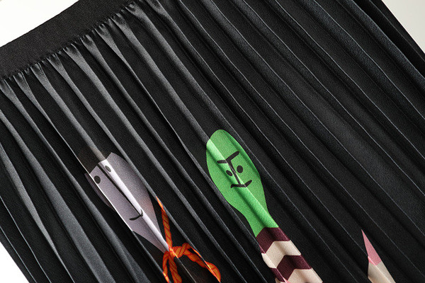 Fusta de dama actuala cu talie inalta si aplicare de culoare in doua culori