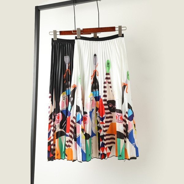 Fusta de dama actuala cu talie inalta si aplicare de culoare in doua culori