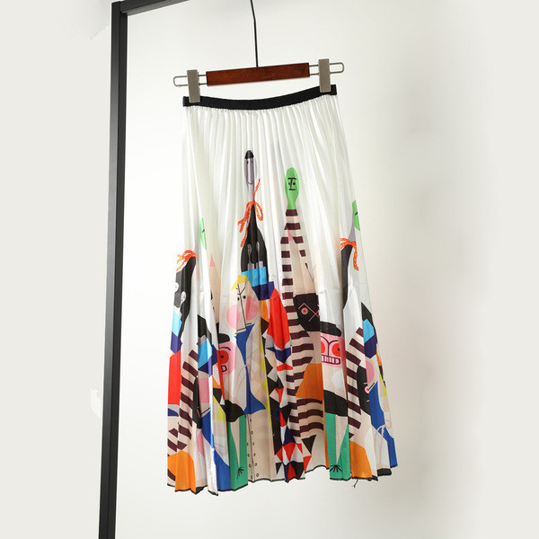 Fusta de dama actuala cu talie inalta si aplicare de culoare in doua culori