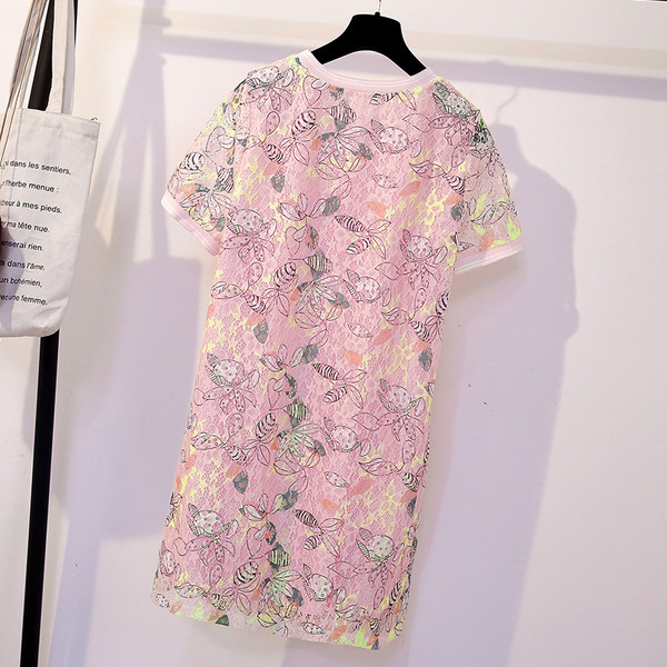 Rochie casual de dama cu decolteu O in roz