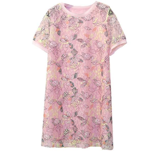 Rochie casual de dama cu decolteu O in roz