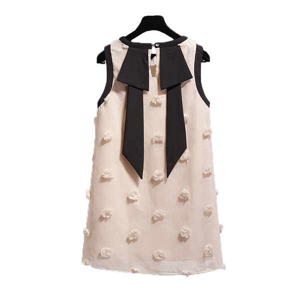 Rochie casual de dama cu decolteu O in alb si roz