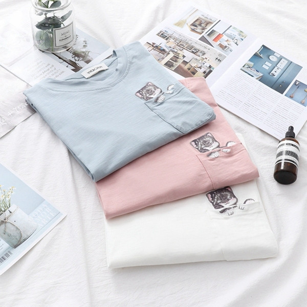 Tricou de dama modern in albastru roz si alb