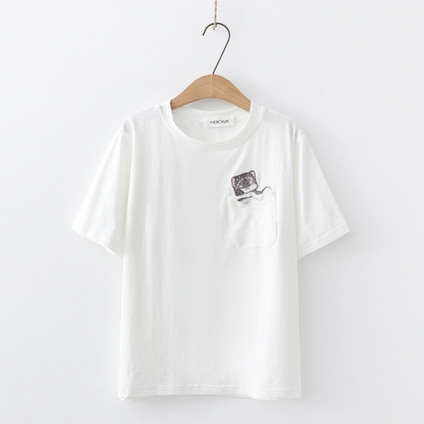 Tricou de dama modern in albastru roz si alb