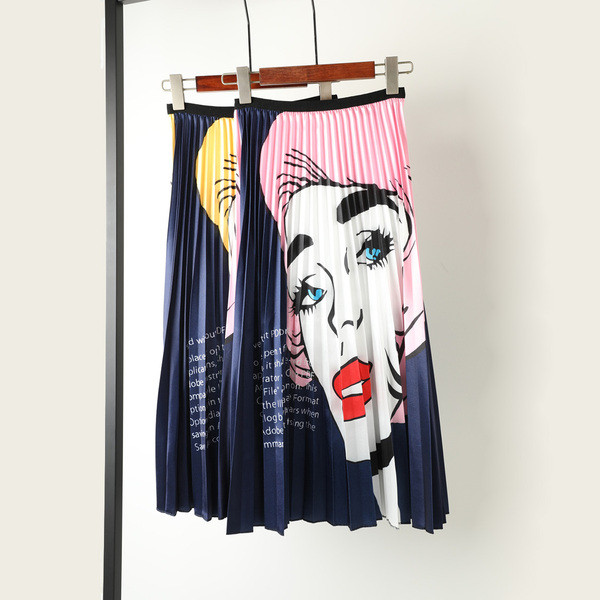 HIT Fusta de dama moderna cu aplicatie colorata cu talie elastica