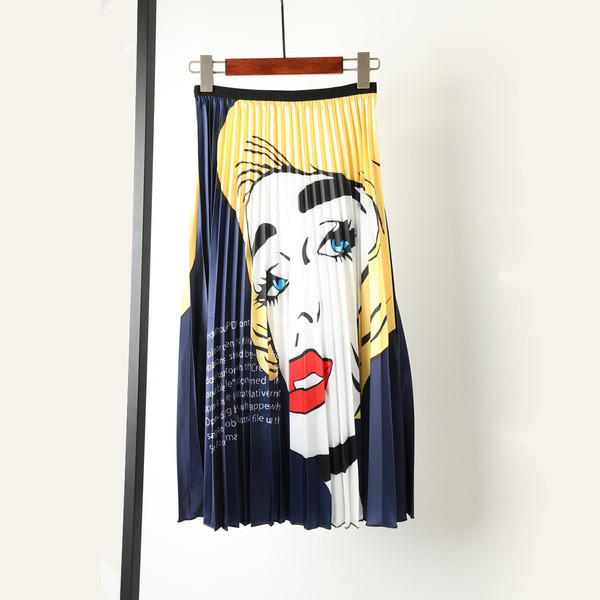 HIT Fusta de dama moderna cu aplicatie colorata cu talie elastica