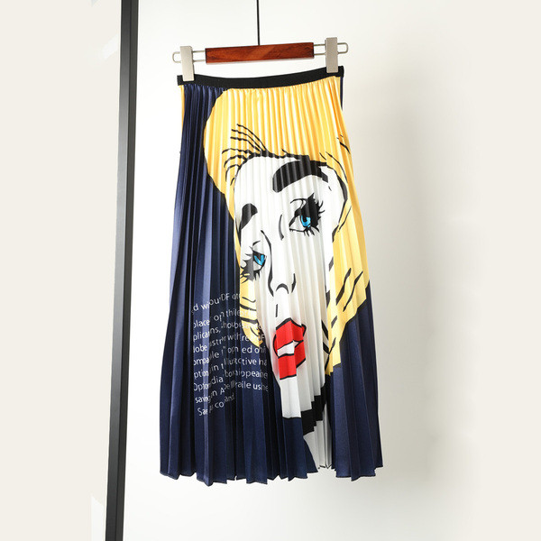 HIT Fusta de dama moderna cu aplicatie colorata cu talie elastica