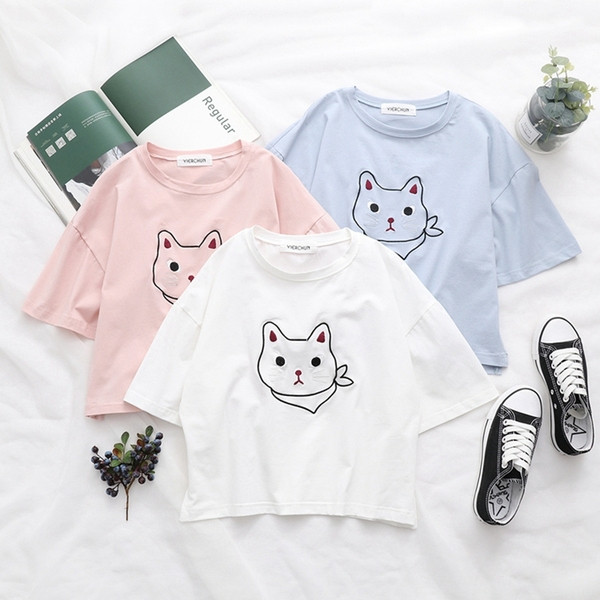 Tricou casual dama in alb roz si albastru