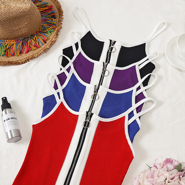 Maieu de damă în patru culori, cu bretele subțiri și fermoar