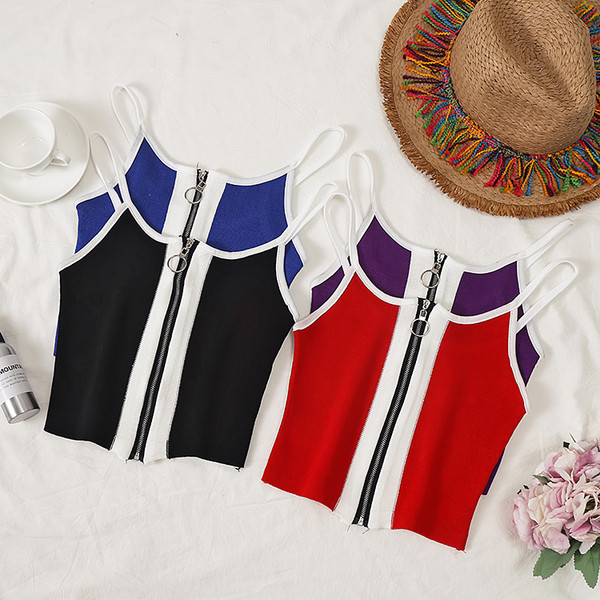 Maieu de damă în patru culori, cu bretele subțiri și fermoar