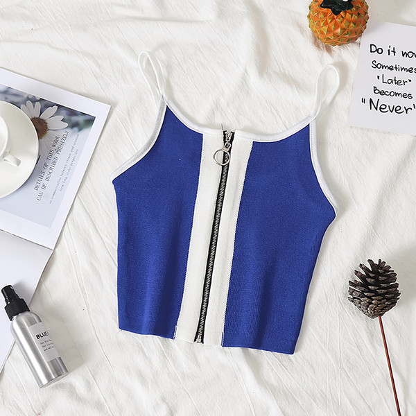 Maieu de damă în patru culori, cu bretele subțiri și fermoar