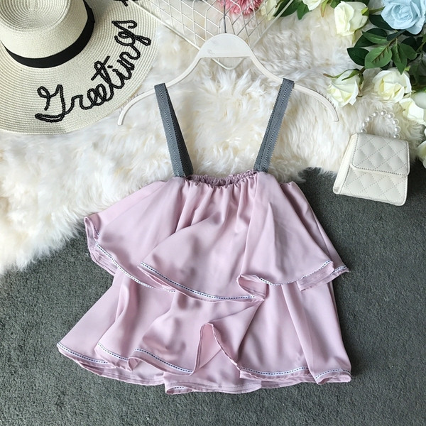 Maieu modern de dama cu bretele subtiri in patru culori - model lat