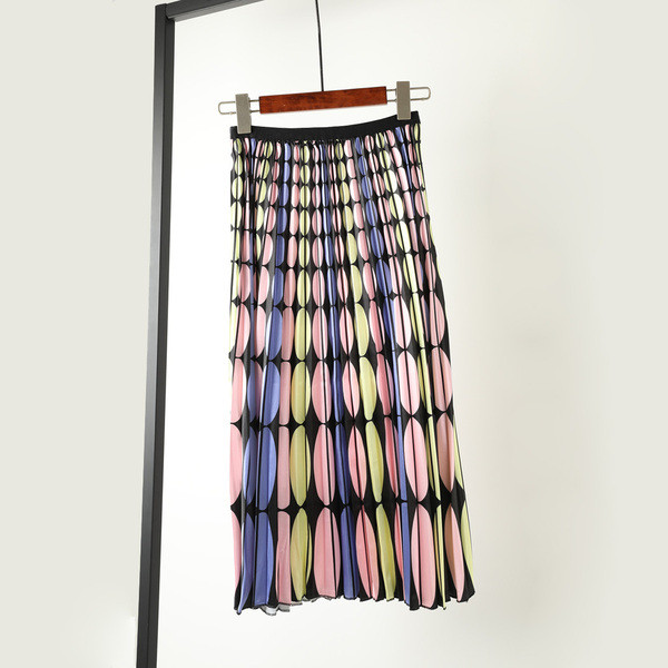 Fusta de dama moderna plisata colorata cu talie inalta