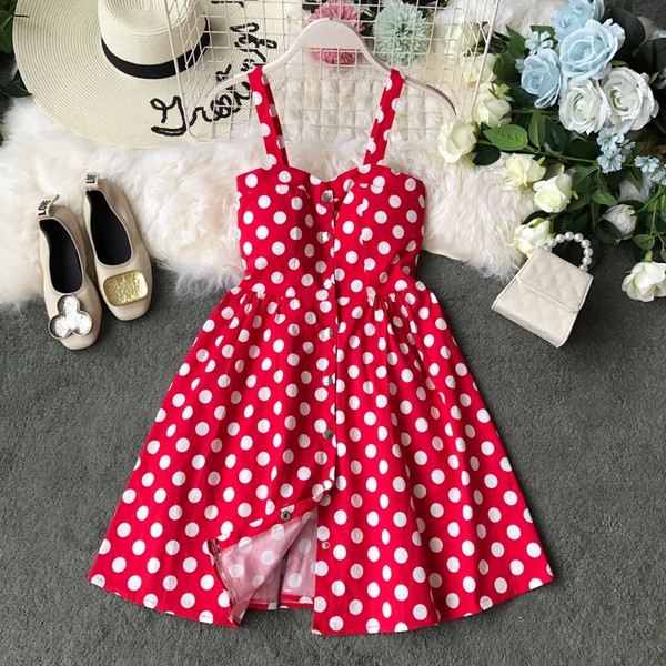 Rochie moderna de dama cu bretele subtiri si nasturi in patru culori