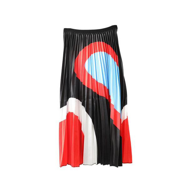 Fusta pliată de damă elegantă cu aplicație colorată