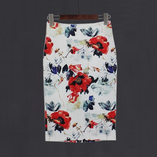 Fusta de dama eleganta cu talie inalta si aplicatie colorata in mai multe culori