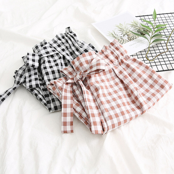 Pantaloni dama in carouri in doua culori