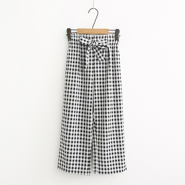 Pantaloni dama in carouri in doua culori