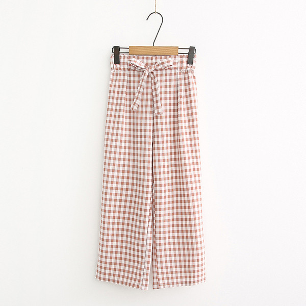 Pantaloni dama in carouri in doua culori