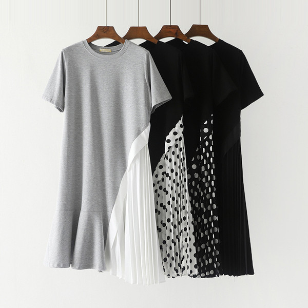 Rochie casual de dama cu tul si maneci scurte de culoare gri si negru