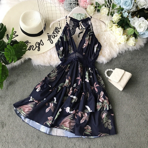 Rochie moderna de dama cu decolteu in V si motto florale in mai multe culori