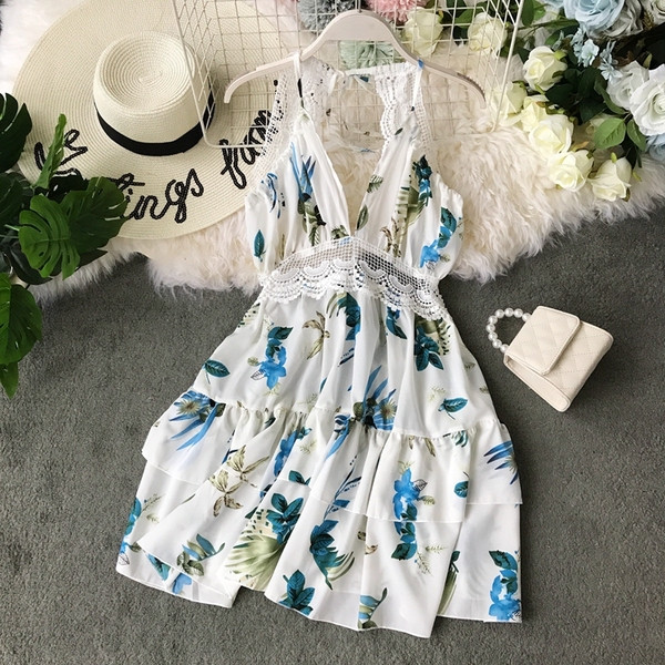 Rochie moderna de dama cu decolteu in V si motto florale in mai multe culori