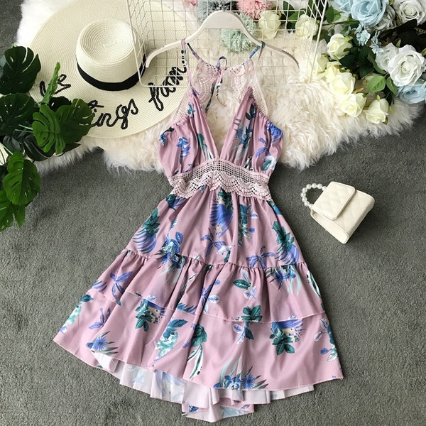 Rochie moderna de dama cu decolteu in V si motto florale in mai multe culori