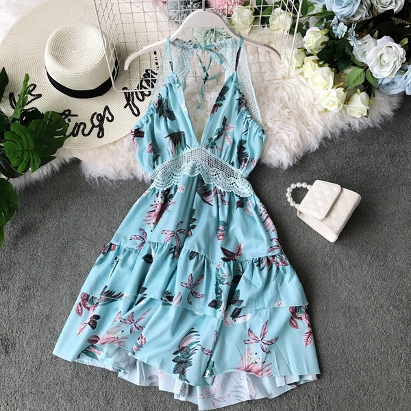 Rochie moderna de dama cu decolteu in V si motto florale in mai multe culori