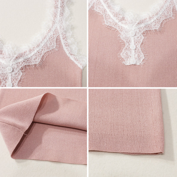 Actual maiou de damă în patru culori cu dantelă