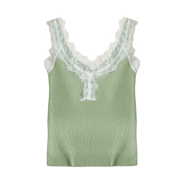 Actual maiou de damă în patru culori cu dantelă