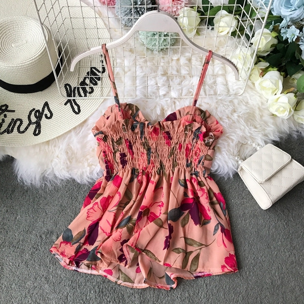 Maieu modern de dama cu bretele subtiri si motive florale in mai multe culori