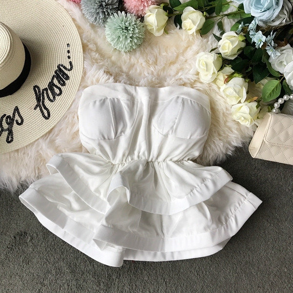 Bustieră modernă de damă în alb și negru