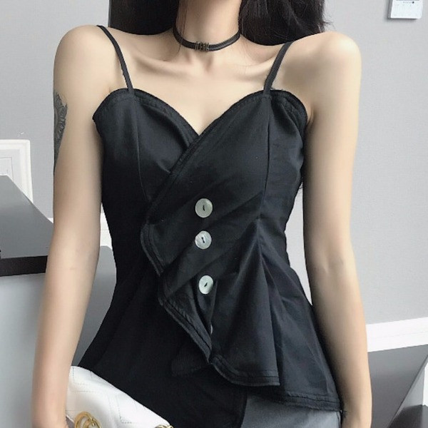 Maieu modern de damă cu bretele subțiri în alb și negru