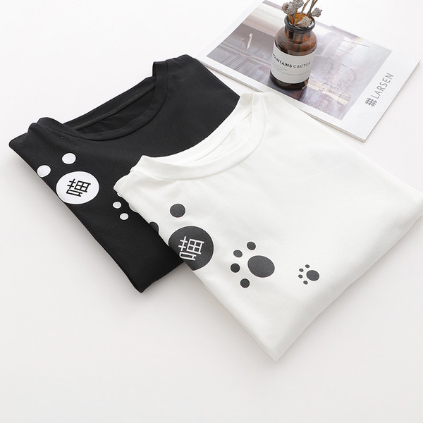 Tricou dama alb-negru cu imprimeu